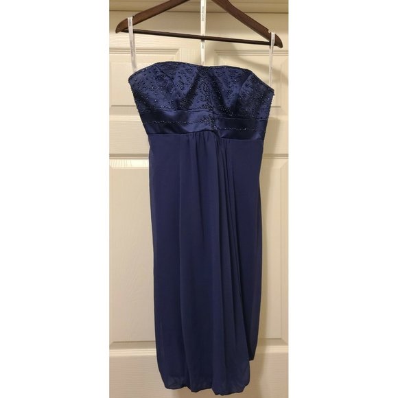 Davids Bridal Blue Strapless Prom Cocktail Party Bridesmaid Dress Size 10 Womans - Picture 1 of 8